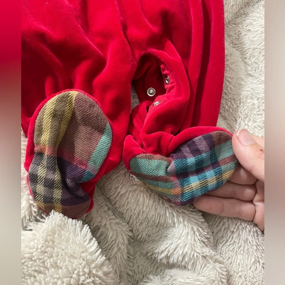 NWOT Vintage Ralph Lauren Red Velvet Footed Outfit